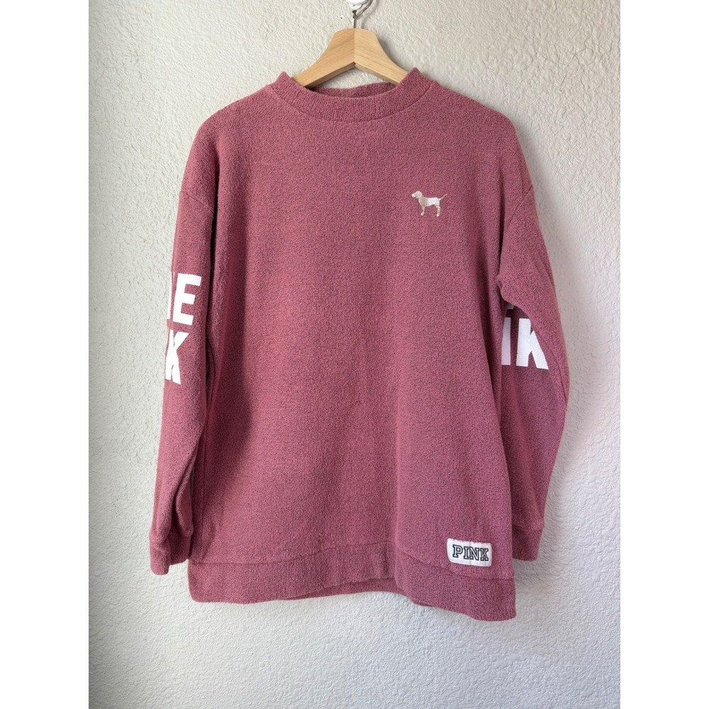 Victoria's Secret PINK Oversized Mock Neck Sweatshirt Mauve XS Love Pink Graphic